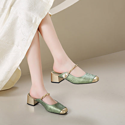 Haide | Mules con Perla y Punta Cuadrada