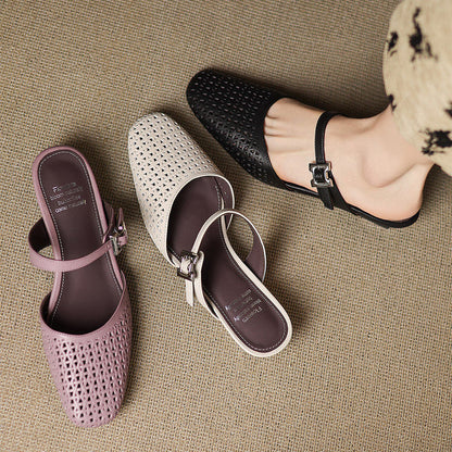 Lou | Mules Perforadas con Correa