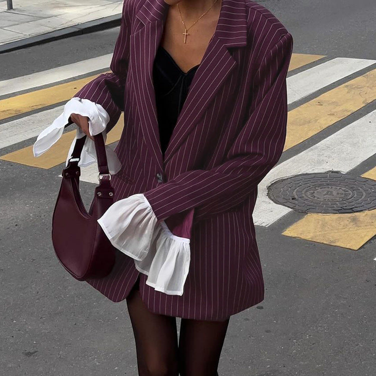 FIORA - Blazer rojo vino