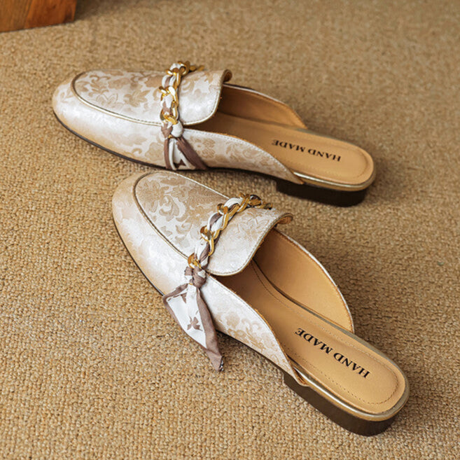 Marisa | Mules Mocasín con Cadena Decorativa