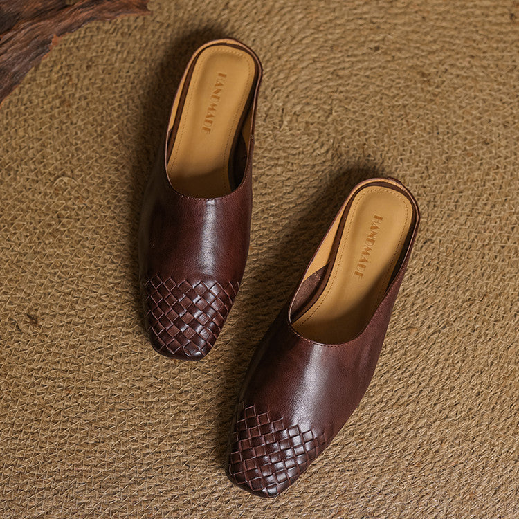 Mules de Cuero Genuino Viola