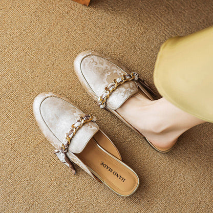 Marisa | Mules Mocasín con Cadena Decorativa