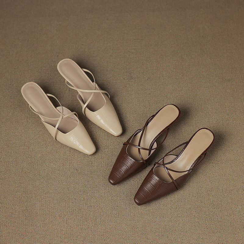 Cris | Mules de Punta con Tiras Cruzadas