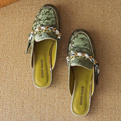 Marisa | Mules Mocasín con Cadena Decorativa