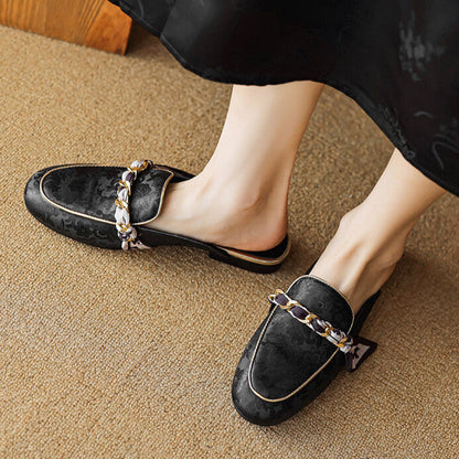 Marisa | Mules Mocasín con Cadena Decorativa