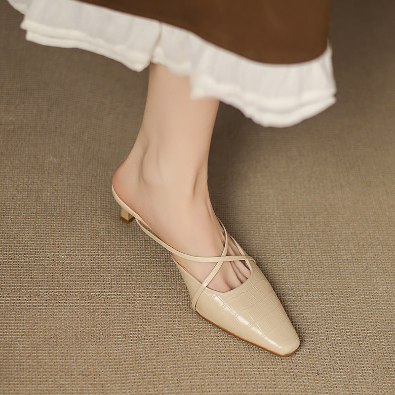 Cris | Mules de Punta con Tiras Cruzadas