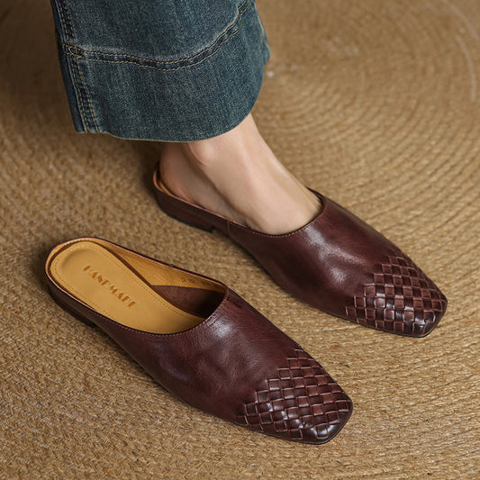 Mules de Cuero Genuino Viola