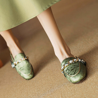 Marisa | Mules Mocasín con Cadena Decorativa