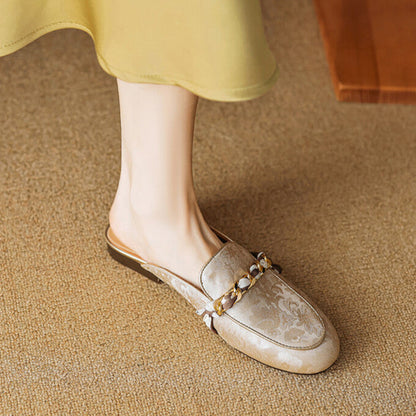 Marisa | Mules Mocasín con Cadena Decorativa