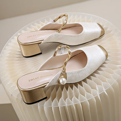 Haide | Mules con Perla y Punta Cuadrada