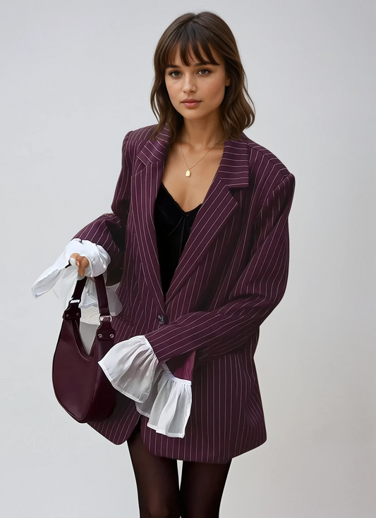 FIORA - Blazer rojo vino