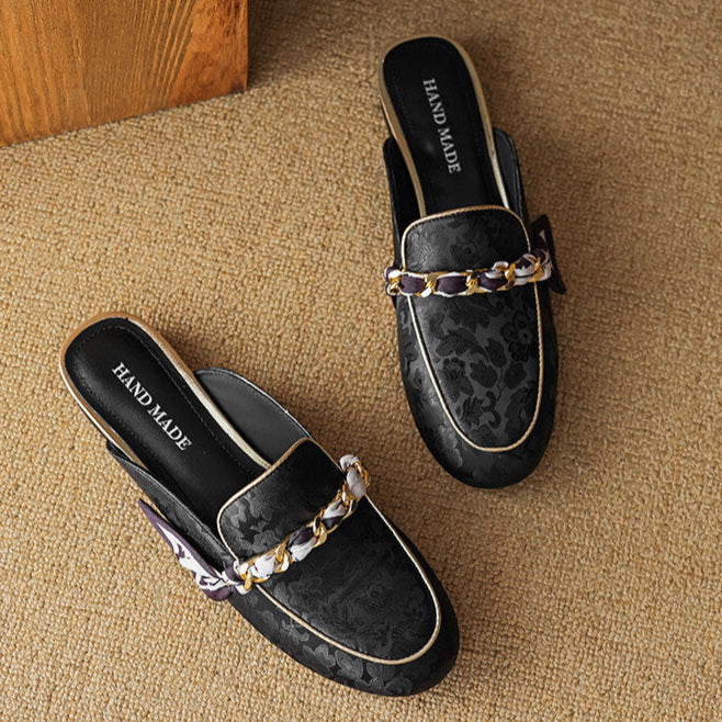 Marisa | Mules Mocasín con Cadena Decorativa