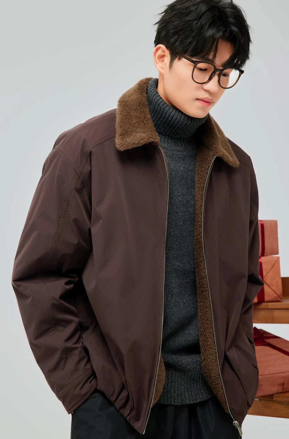 Chaqueta Casual con Cuello de Franela Leonardo