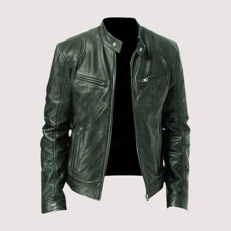 | VESTE EN CUIR HAUT DE GAMME ÉLÉGANTE POUR HOMME