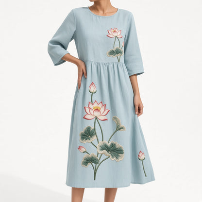 Vestido Éloravie™ Bordado – Fluido y Fresco para el Verano