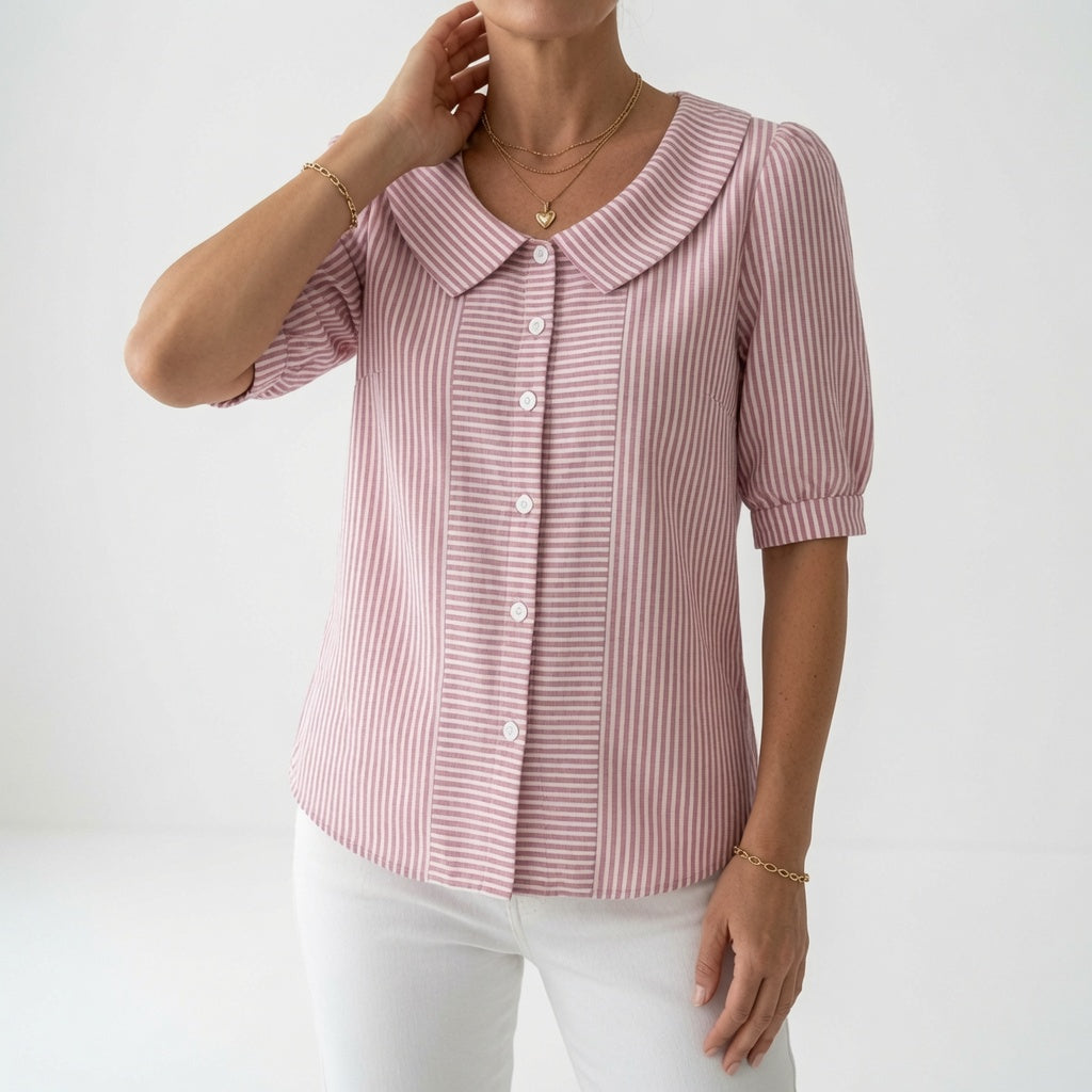 Zélie™ — Blusa de Mangas Abullonadas a Rayas