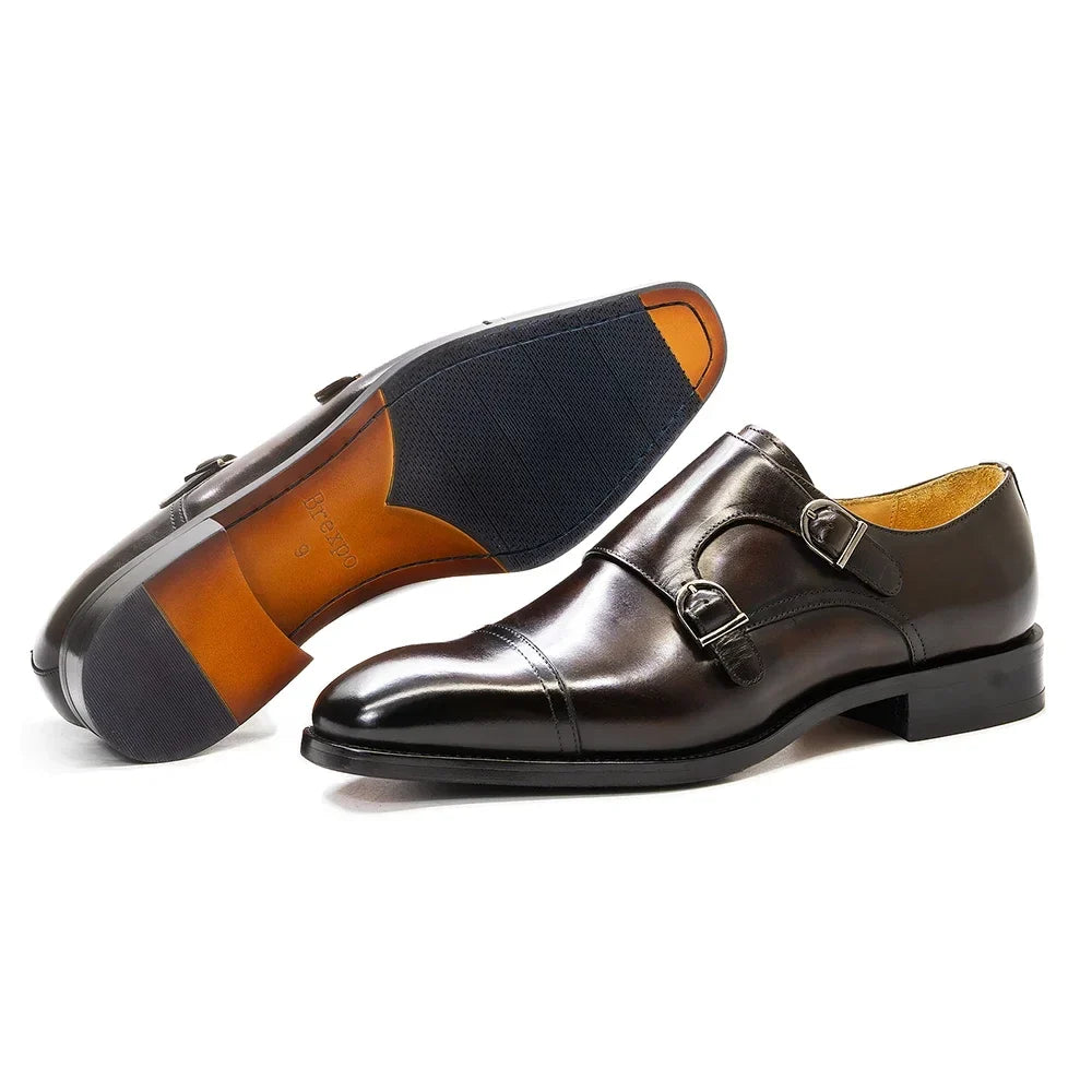 Zapatos de Cuero con Doble Hebilla Leonardo