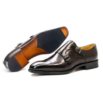 Zapatos de Cuero con Doble Hebilla Leonardo