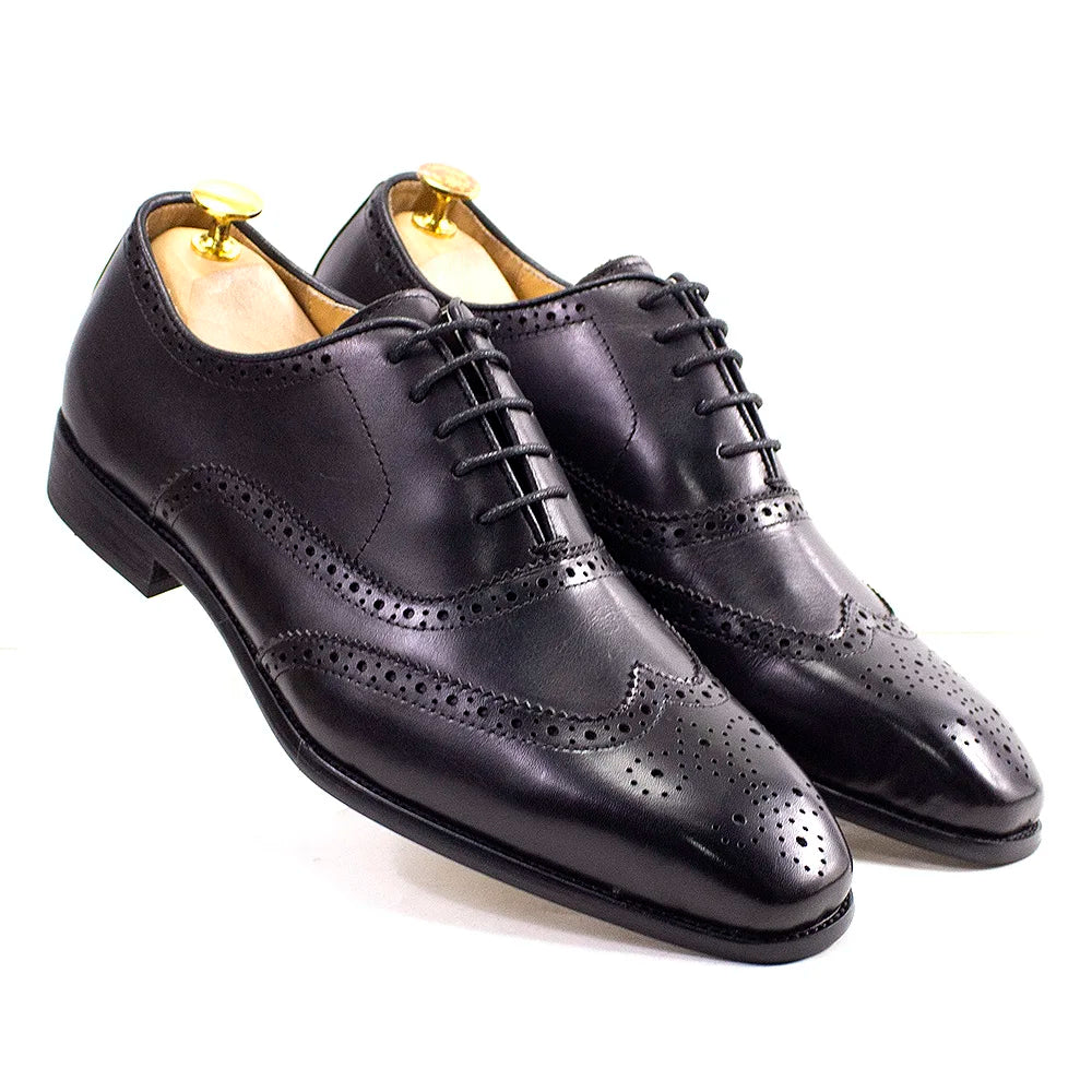 Zapatos Brogue Oxford de Cuero Genuino Leonardo