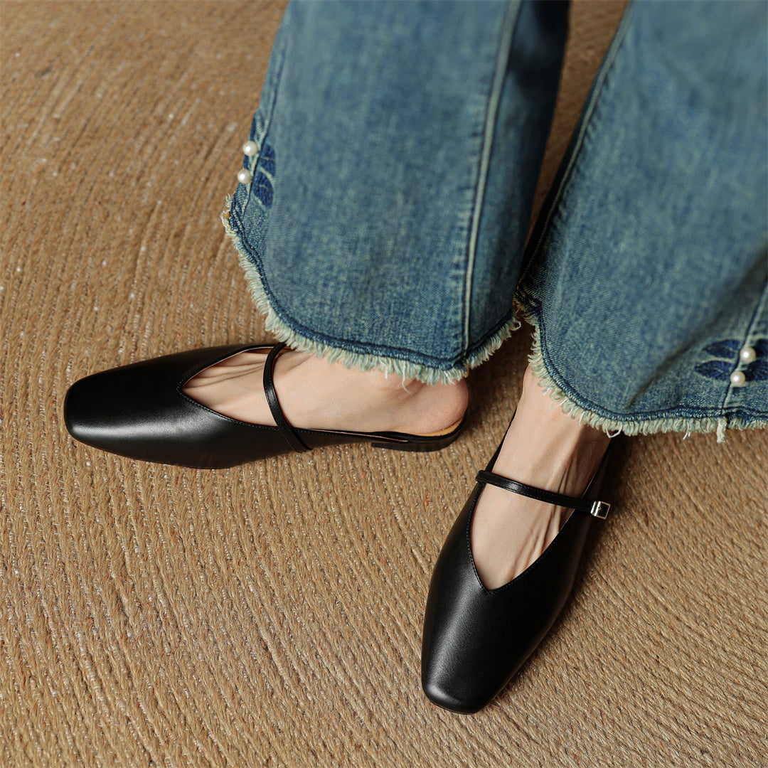 Carol | Mules Mary Jane de Punta Cuadrada