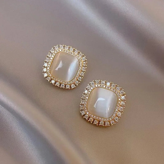 Pendientes Chic Cuadrados con Ópalo y Circonitas