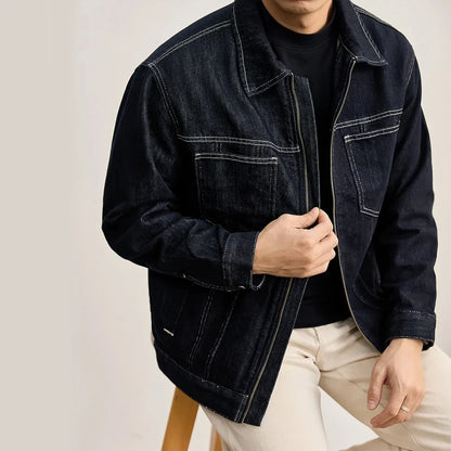Chaqueta Clásica Azul Marino de Algodón Leonardo
