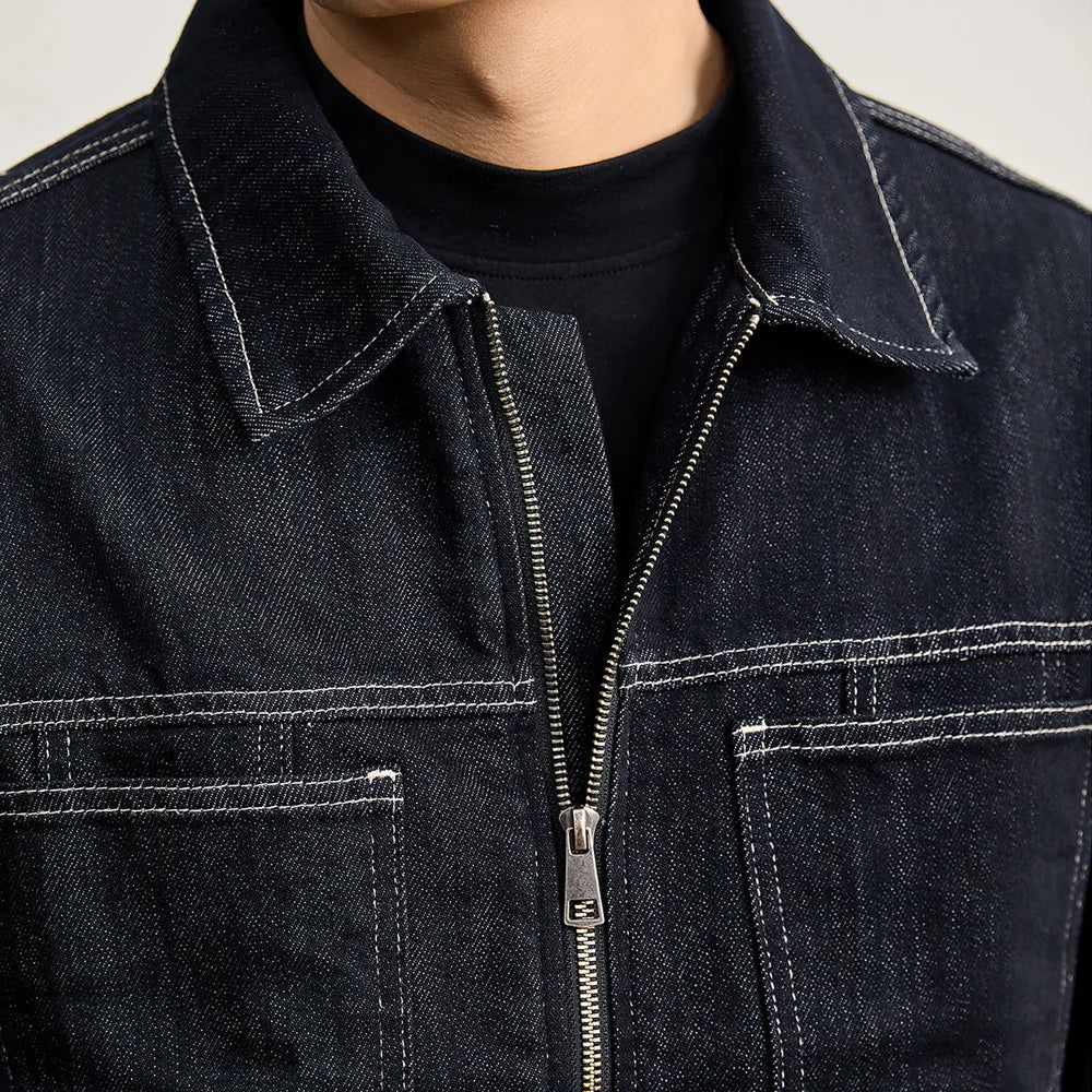 Chaqueta Clásica Azul Marino de Algodón Leonardo