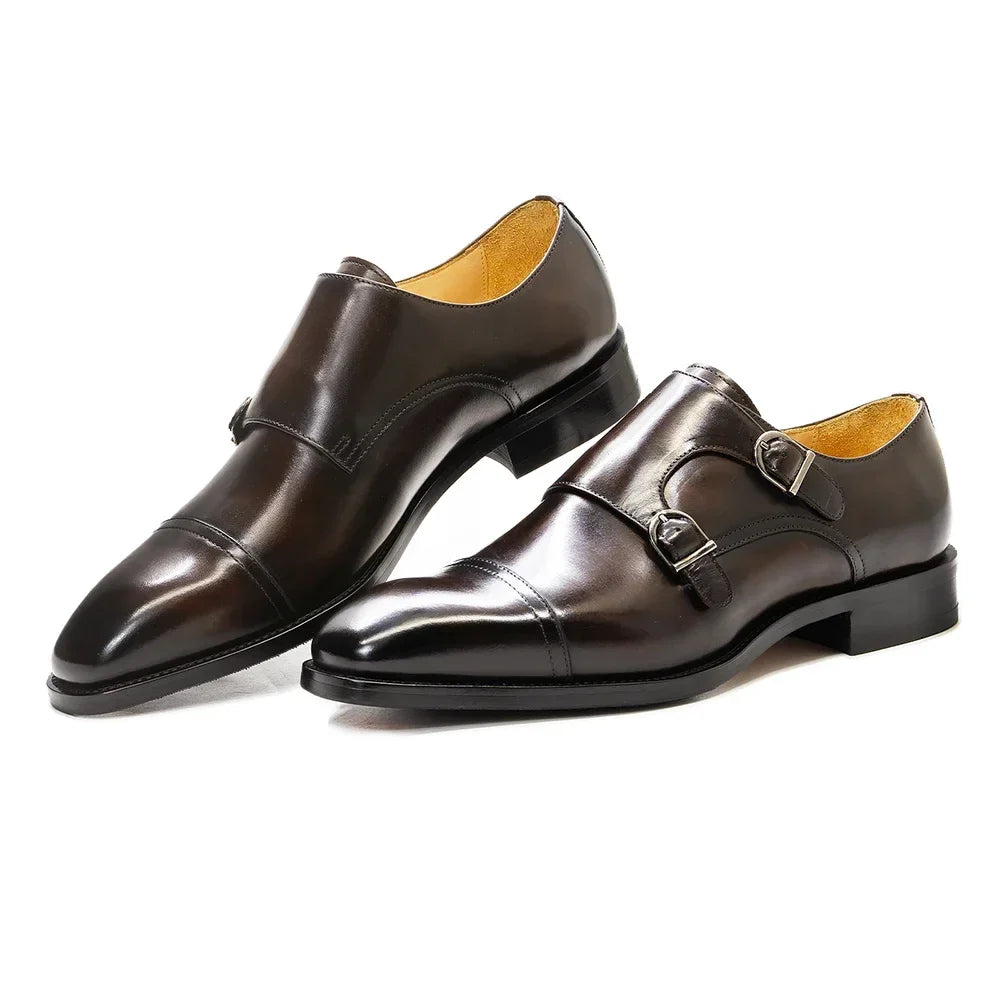 Zapatos de Cuero con Doble Hebilla Leonardo