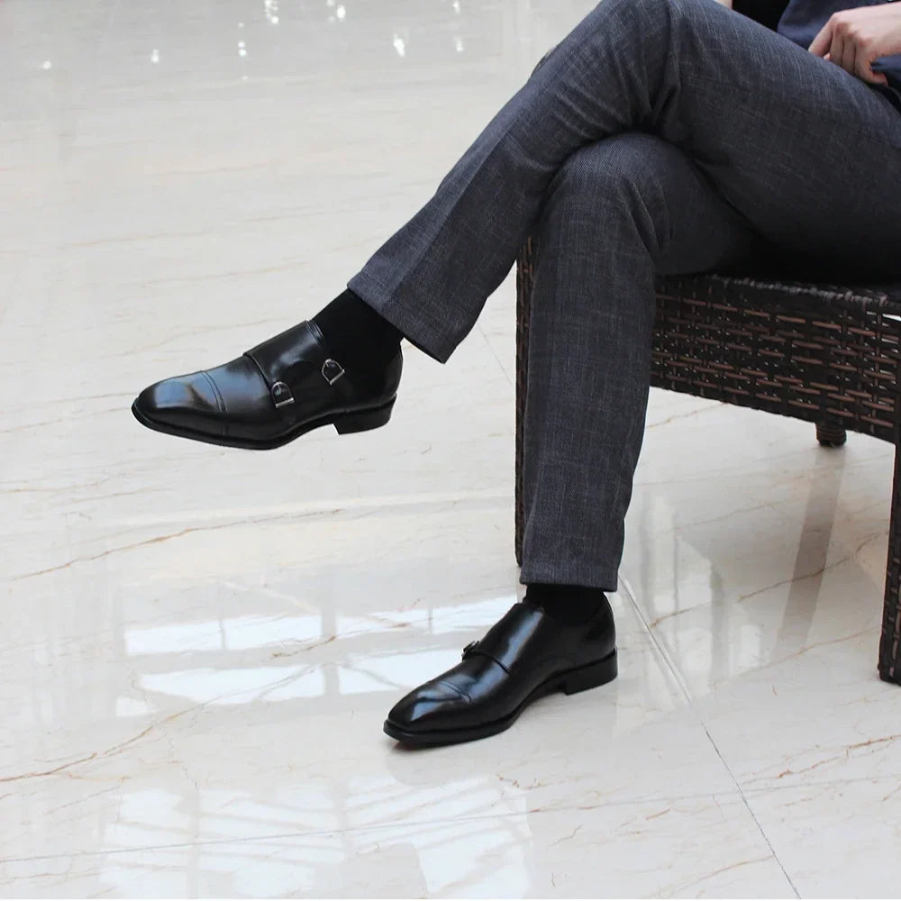 Zapatos de Cuero con Doble Hebilla Leonardo