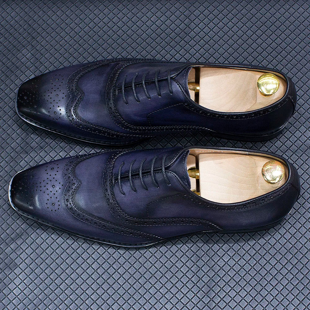 Zapatos Brogue Oxford de Cuero Genuino Leonardo
