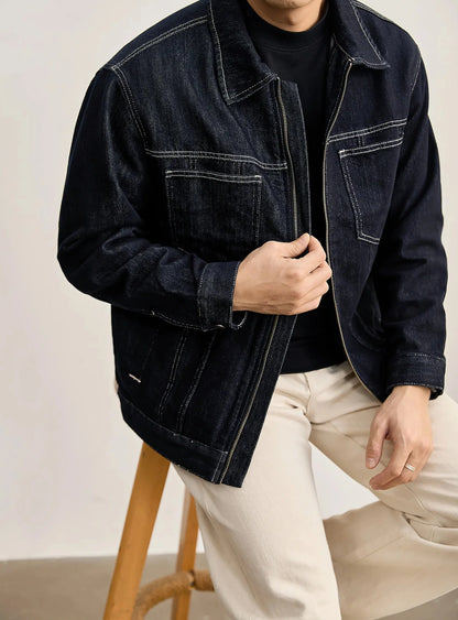 Chaqueta Clásica Azul Marino de Algodón Leonardo