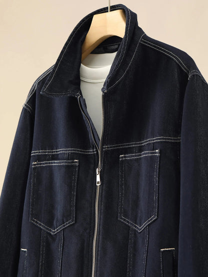 Chaqueta Clásica Azul Marino de Algodón Leonardo