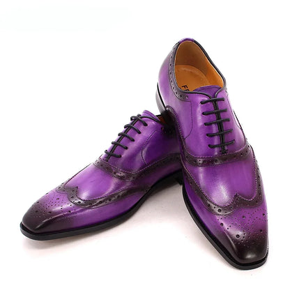 Zapatos Brogue Oxford de Cuero Genuino Leonardo