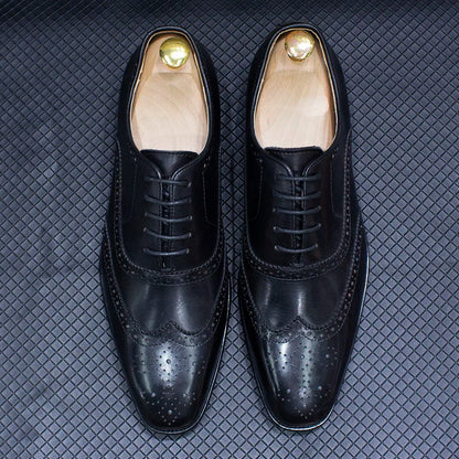 Zapatos Brogue Oxford de Cuero Genuino Leonardo