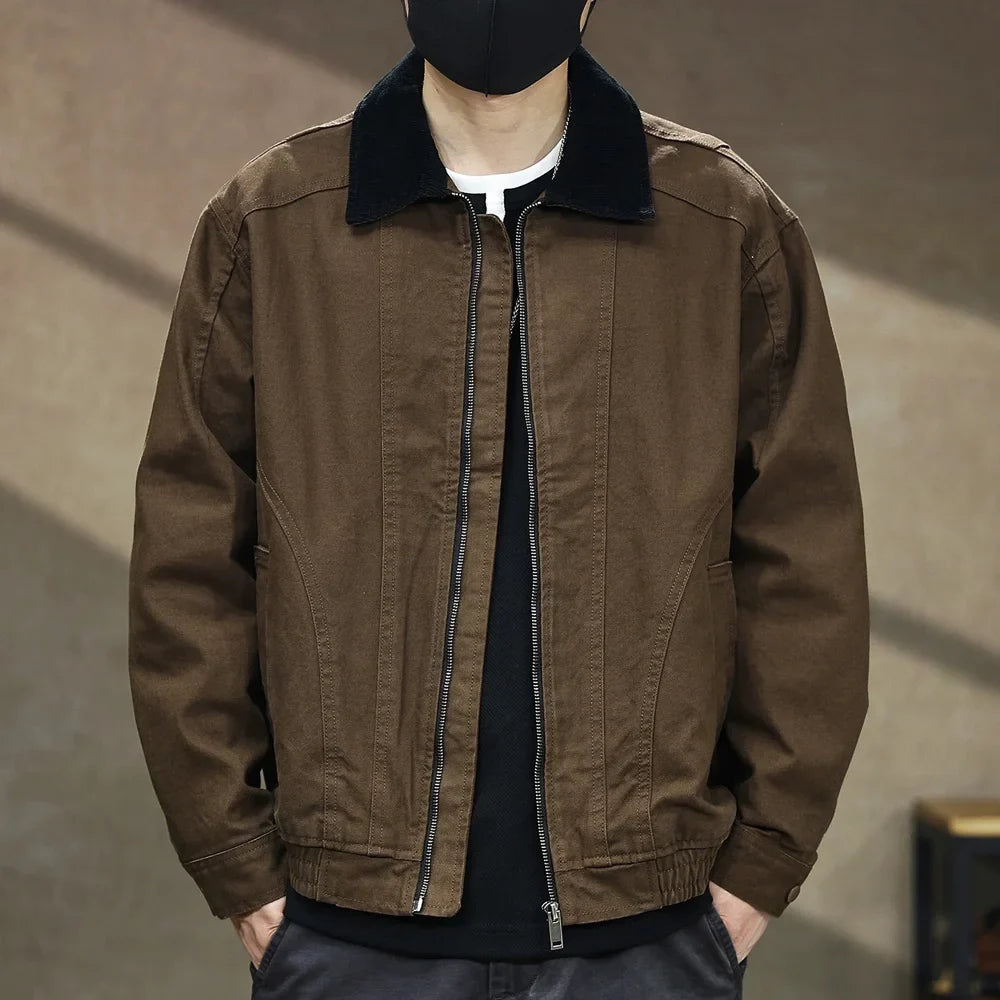Chaqueta de Algodón con Cuello Bicolor Leonardo