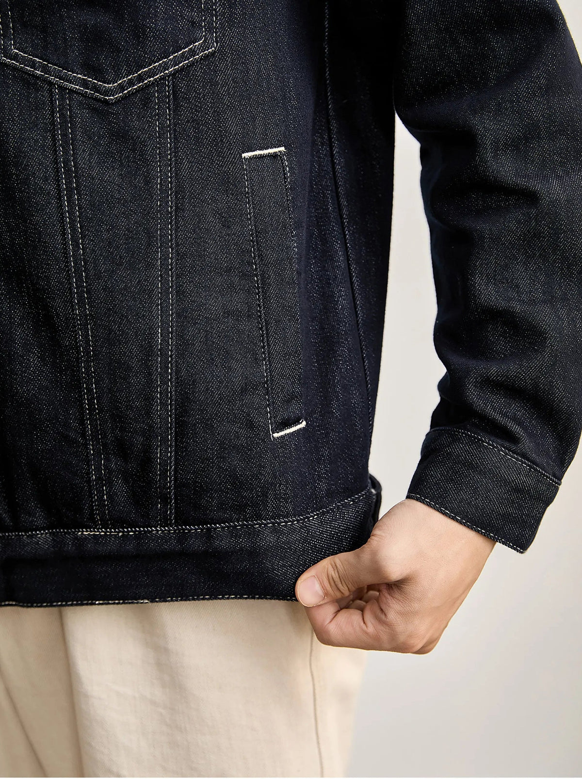 Chaqueta Clásica Azul Marino de Algodón Leonardo