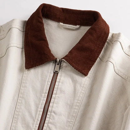 Chaqueta de Algodón con Cuello Bicolor Leonardo