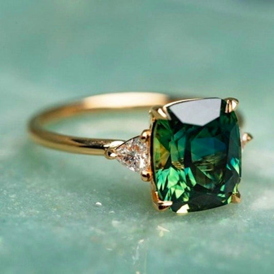 ANILLO DE ORO CON CIRCONITA VERDE