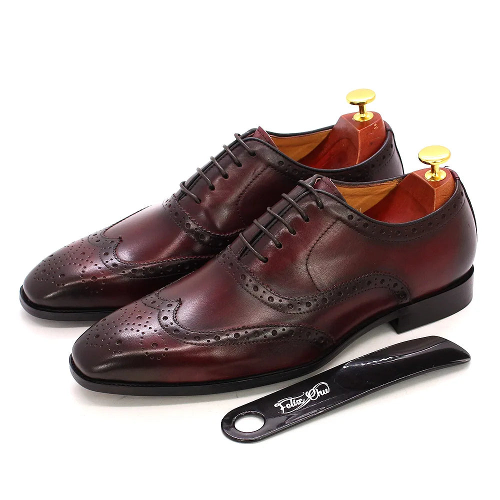 Zapatos Brogue Oxford de Cuero Genuino Leonardo