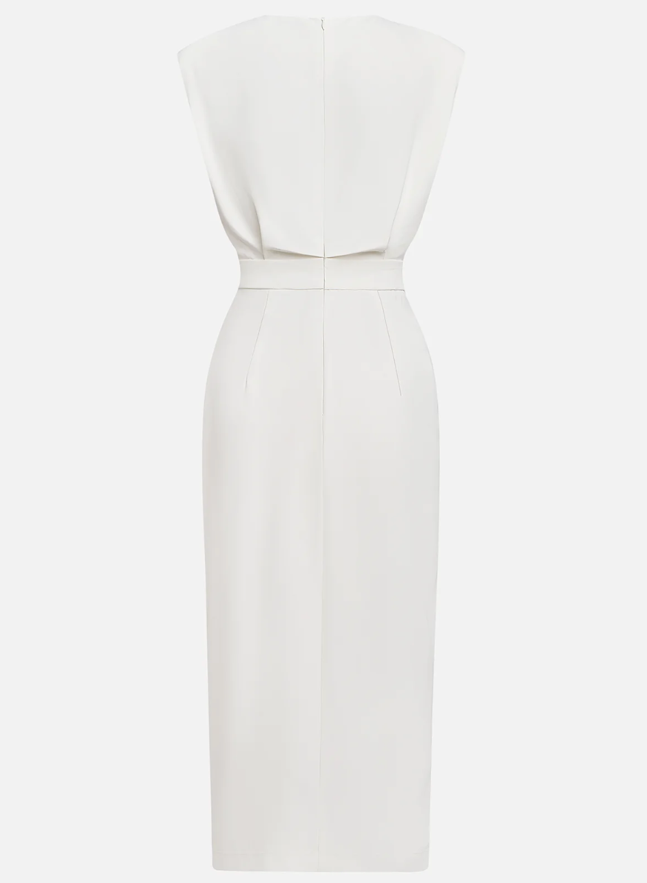 Vestido midi ajustado con botones dorados