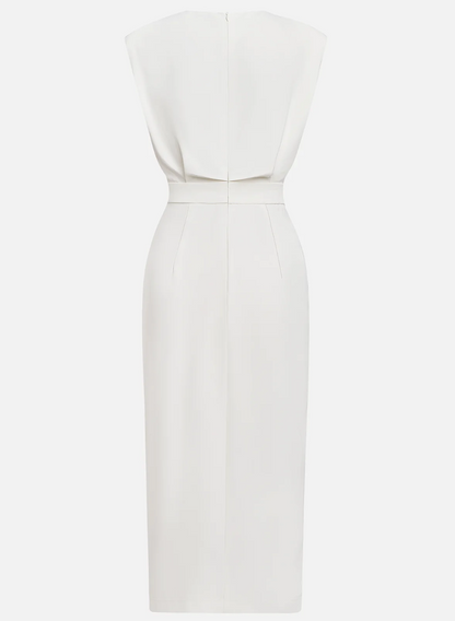 Vestido midi ajustado con botones dorados