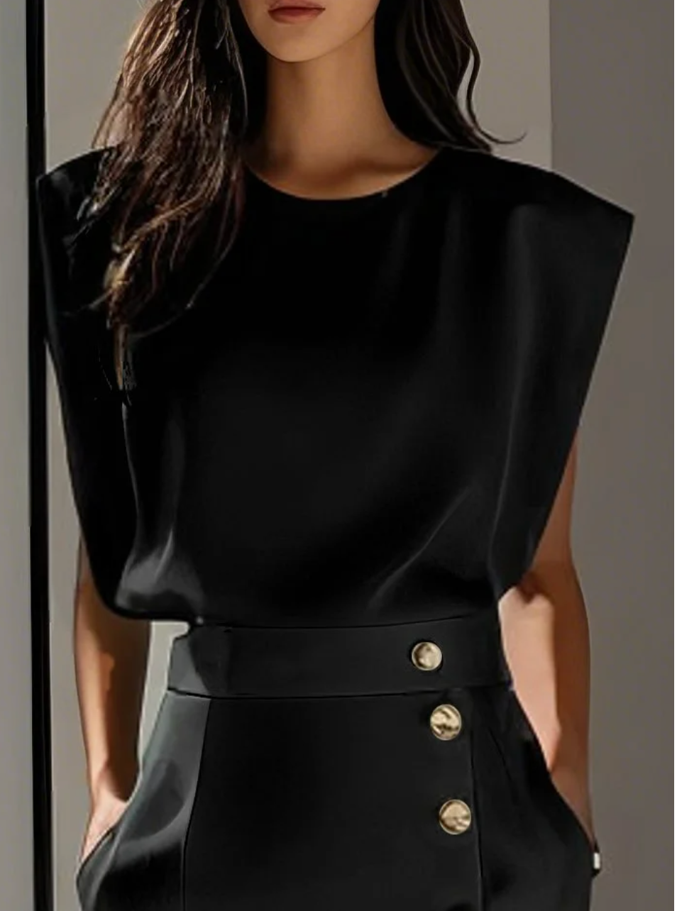 Vestido midi ajustado con botones dorados
