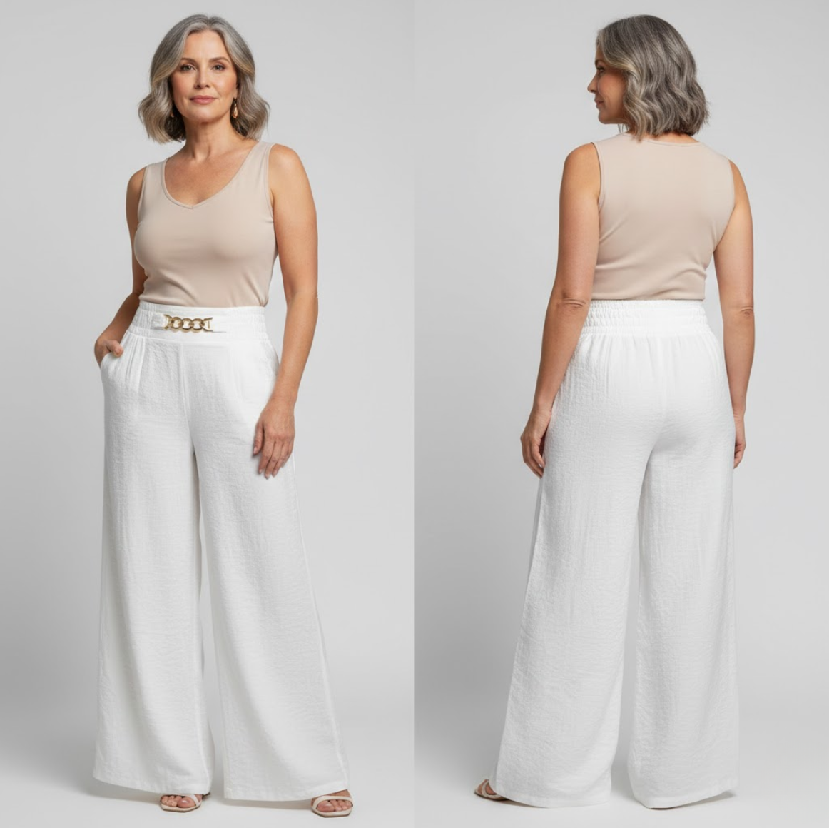 Évelyne™ | Pantalón Ancho Talle Alto Escultor