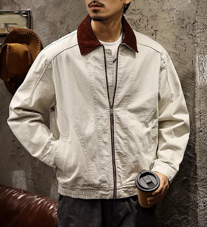 Chaqueta de Algodón con Cuello Bicolor Leonardo
