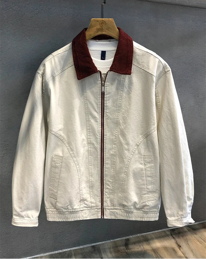 Chaqueta de Algodón con Cuello Bicolor Leonardo