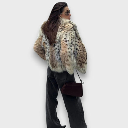 Leoline – Abrigo de pelo sintético con estampado animal