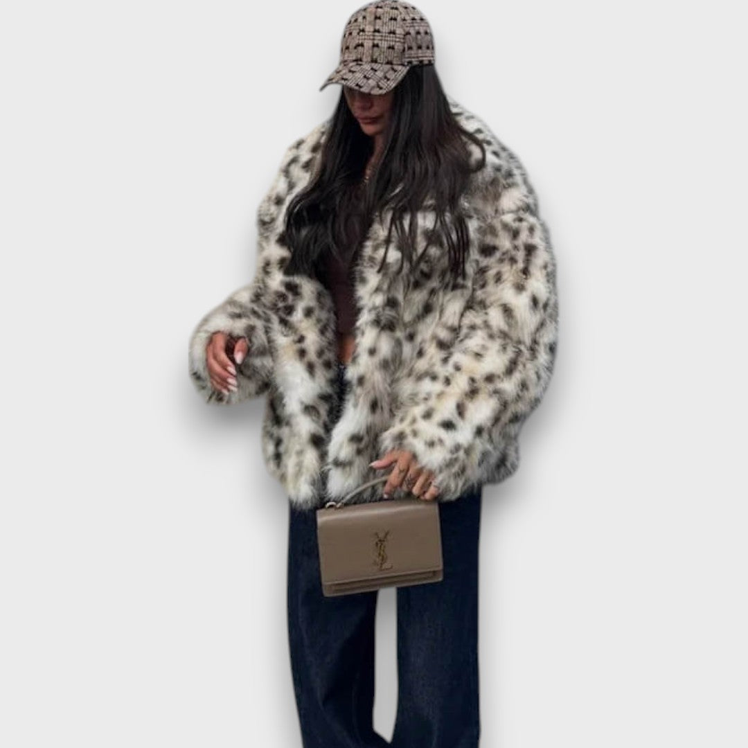 Leoline – Abrigo de pelo sintético con estampado animal