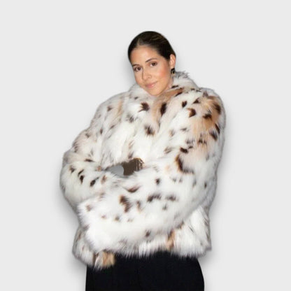 Leoline – Abrigo de pelo sintético con estampado animal