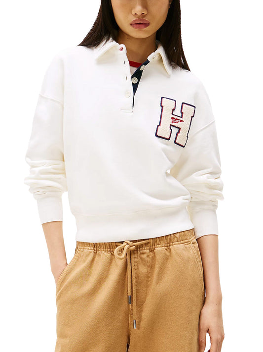 Tarcisia - Sudadera Estilo Polo Blanca con Logo Mujer