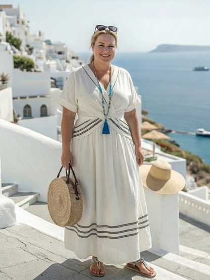 | Robe Midi a Manches Cortes Seren